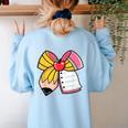 Student Teacher Coquette Bow Pencil Back To School First Day Women's Sweatshirt Back Print Light Blue Student Teacher Coquette Bow Pencil Back To School First Day Women's Sweatshirt Back Print Light Blue