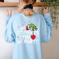 My Students Stole My Heart School Teacher Christmas Men Women Kids Women's Sweatshirt Back Print Light Blue