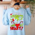 My Students Stole My Heart Teacher Holiday Merry Christmas Women's Sweatshirt Back Print Light Blue