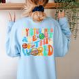 My Students Are Out Of This World Space Groovy Teacher Women's Sweatshirt Back Print Light Blue My Students Are Out Of This World Space Groovy Teacher Women's Sweatshirt Back Print Light Blue