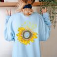 Sunflower Puzzle Pieces Autism Awareness For Mom Teacher For Women Women's Sweatshirt Back Print Light Blue