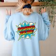 Superhero Teacher Retro Comic Teaching Superpower Women's Sweatshirt Back Print Light Blue