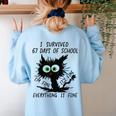 I Survived 67 Days Of School Teachers Students Humor Women's Sweatshirt Back Print Light Blue I Survived 67 Days Of School Teachers Students Humor Women's Sweatshirt Back Print Light Blue