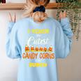 I Teach The Cutest Candy Corn In The Patch Teacher Halloween Women's Sweatshirt Back Print Light Blue