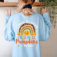 I Teach The Cutest Preschool Pumpkin Teacher Halloween For Men Women Kids Women's Sweatshirt Back Print Light Blue