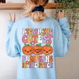 I Teach The Cutest Pumpkins Halloween Fall Teacher Women Women's Sweatshirt Back Print Light Blue I Teach The Cutest Pumpkins Halloween Fall Teacher Women Women's Sweatshirt Back Print Light Blue