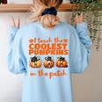 I Teach The Cutest Pumpkins Halloween Teacher Cat Lover Women's Sweatshirt Back Print Light Blue I Teach The Cutest Pumpkins Halloween Teacher Cat Lover Women's Sweatshirt Back Print Light Blue