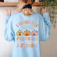 I Teach The Cutest Pumpkins In The Patch 1st Grade Teacher For Men Women Kids Women's Sweatshirt Back Print Light Blue