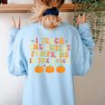 I Teach The Cutest Pumpkins In The Patch Fall Season Teacher Women's Sweatshirt Back Print Light Blue