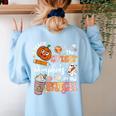 I Teach The Cutest Pumpkins In The Patch Halloween Teacher Women's Sweatshirt Back Print Light Blue I Teach The Cutest Pumpkins In The Patch Halloween Teacher Women's Sweatshirt Back Print Light Blue