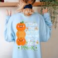 I Teach The Cutest Pumpkins In Patch Pre-K Halloween Teacher Women's Sweatshirt Back Print Light Blue