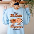 I Teach The Cutest Pumpkins In The Patch Retro Teacher Fall Women's Sweatshirt Back Print Light Blue I Teach The Cutest Pumpkins In The Patch Retro Teacher Fall Women's Sweatshirt Back Print Light Blue