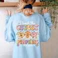 I Teach The Cutest Pumpkins In The Patch Teacher Retro Women's Sweatshirt Back Print Light Blue