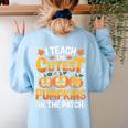 I Teach The Cutest Pumpkins Shirt Teachers Halloween Women's Sweatshirt Back Print Light Blue I Teach The Cutest Pumpkins Shirt Teachers Halloween Women's Sweatshirt Back Print Light Blue