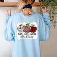 Teach Love Inspire Pre-k Teacher Apple Leopard Red Plain Women's Sweatshirt Back Print Light Blue