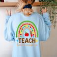 Teach Love Inspire Rainbow Leopard Cheetah Print Teacher Women's Sweatshirt Back Print Light Blue Teach Love Inspire Rainbow Leopard Cheetah Print Teacher Women's Sweatshirt Back Print Light Blue