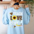 TEACH LOVE INSPIRE Teacher Sunflower Appreciation Women's Sweatshirt Back Print Light Blue TEACH LOVE INSPIRE Teacher Sunflower Appreciation Women's Sweatshirt Back Print Light Blue