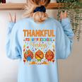 Teach Thanksgiving Teacher Thankful For My Preschool Turkeys Women's Sweatshirt Back Print Light Blue Teach Thanksgiving Teacher Thankful For My Preschool Turkeys Women's Sweatshirt Back Print Light Blue