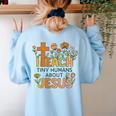 I Teach Tiny Humans About Jesus Christian Teacher Religious Women's Sweatshirt Back Print Light Blue I Teach Tiny Humans About Jesus Christian Teacher Religious Women's Sweatshirt Back Print Light Blue