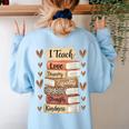 I Teach History Month Black Teacher Melanin Women's Sweatshirt Back Print Light Blue