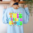 This Teacher 80s 90s Teachers's Day Glows Last Day Of School Women's Sweatshirt Back Print Light Blue