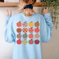 Teacher Apple Back To School Art For School Supplies Women's Sweatshirt Back Print Light Blue Teacher Apple Back To School Art For School Supplies Women's Sweatshirt Back Print Light Blue