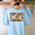 Teacher Appreciation Boho Floral Leopard Checkered Women's Sweatshirt Back Print Light Blue Teacher Appreciation Boho Floral Leopard Checkered Women's Sweatshirt Back Print Light Blue