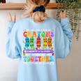 Teacher We Are Like A Box Of Crayons Back To School Men Women Kids Women's Sweatshirt Back Print Light Blue Teacher We Are Like A Box Of Crayons Back To School Men Women Kids Women's Sweatshirt Back Print Light Blue