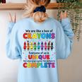 Teacher We Are Like a Box Of Crayons Back To School Women's Sweatshirt Back Print Light Blue Teacher We Are Like a Box Of Crayons Back To School Women's Sweatshirt Back Print Light Blue
