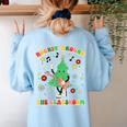 Teacher Christmas Shirts Pajama Matching Rockin' Around The Classroom -Adult Short Sleeve Small Modern Festive Christmas Teacher Xmas Vibes T-Shirt Women's Sweatshirt Back Print Light Blue