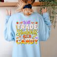 Teacher Cute Will Trade Students For Candy Halloween Costume Women's Sweatshirt Back Print Light Blue