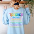 Teacher Definition Teaching School Teacher Women's Sweatshirt Back Print Light Blue Teacher Definition Teaching School Teacher Women's Sweatshirt Back Print Light Blue