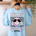 In My Teacher Era Groovy Tie Dye Back To School Cute Teacher Women's Sweatshirt Back Print Light Blue