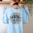 Teacher Flair Pen Art Lover School Supplies Women's Sweatshirt Back Print Light Blue Teacher Flair Pen Art Lover School Supplies Women's Sweatshirt Back Print Light Blue
