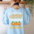Teacher Halloween Pre-K Teacher Kindergarten Cutest Pumpkins Men Women Kids Women's Sweatshirt Back Print Light Blue Teacher Halloween Pre-K Teacher Kindergarten Cutest Pumpkins Men Women Kids Women's Sweatshirt Back Print Light Blue