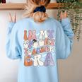 Teacher Halloween In My Spooky Teacher Era Retro Groovy Women's Sweatshirt Back Print Light Blue