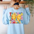 Teacher Pencil Coquette Bow Back To School Teacher Women's Sweatshirt Back Print Light Blue Teacher Pencil Coquette Bow Back To School Teacher Women's Sweatshirt Back Print Light Blue