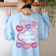 Teacher Positive Affirmations Candy Heart Valentine's Day Women's Sweatshirt Back Print Light Blue Teacher Positive Affirmations Candy Heart Valentine's Day Women's Sweatshirt Back Print Light Blue