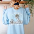 Teacher Skeleton Messy Bun I'Ll Just Wait Until Its Quiet Women's Sweatshirt Back Print Light Blue Teacher Skeleton Messy Bun I'Ll Just Wait Until Its Quiet Women's Sweatshirt Back Print Light Blue