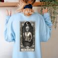 The Teacher Skeleton Tarot Card Women's Sweatshirt Back Print Light Blue The Teacher Skeleton Tarot Card Women's Sweatshirt Back Print Light Blue