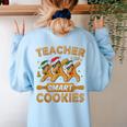 Teacher Of Smart Cookies Gingerbread Christmas Teacher Women's Sweatshirt Back Print Light Blue Teacher Of Smart Cookies Gingerbread Christmas Teacher Women's Sweatshirt Back Print Light Blue