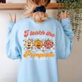 Teacher I Teach The Cutest Pumpkins In The Patch Fall Autumn Women's Sweatshirt Back Print Light Blue Teacher I Teach The Cutest Pumpkins In The Patch Fall Autumn Women's Sweatshirt Back Print Light Blue