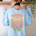Teacher Teachers Love Brains Halloween Men Women Women's Sweatshirt Back Print Light Blue Teacher Teachers Love Brains Halloween Men Women Women's Sweatshirt Back Print Light Blue