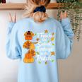 Teacher Thanksgiving I Teach The Cutest Turkeys In The Patch Women's Sweatshirt Back Print Light Blue Teacher Thanksgiving I Teach The Cutest Turkeys In The Patch Women's Sweatshirt Back Print Light Blue