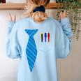 Teacher Tie & Pocket Protector Costume School Women's Sweatshirt Back Print Light Blue