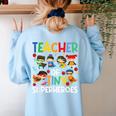 Teacher Of Tiny Superheroes Teach 100th Day Of School Men Women Girls Kids Women's Sweatshirt Back Print Light Blue