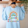 Teacher The Wonder Of Teaching Is Watching Caterpillar Women's Sweatshirt Back Print Light Blue Teacher The Wonder Of Teaching Is Watching Caterpillar Women's Sweatshirt Back Print Light Blue