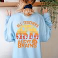 All Teachers Love Brains Teachers Halloween Teacher Women's Sweatshirt Back Print Light Blue All Teachers Love Brains Teachers Halloween Teacher Women's Sweatshirt Back Print Light Blue