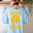 Teachers Love Brains Shirt Men Women Halloween Teacher Women's Sweatshirt Back Print Light Blue Teachers Love Brains Shirt Men Women Halloween Teacher Women's Sweatshirt Back Print Light Blue