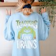Teachers Love Zombie Teacher Halloween Fun Women's Sweatshirt Back Print Light Blue Teachers Love Zombie Teacher Halloween Fun Women's Sweatshirt Back Print Light Blue